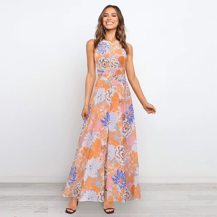 Women Maxi Dress Backless with Floral Print Lune London