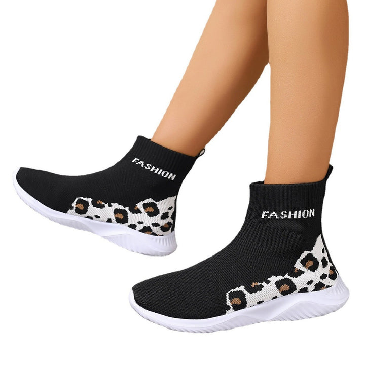 Ladies' modest sock sneakers with animal print and elastic upper Lune London