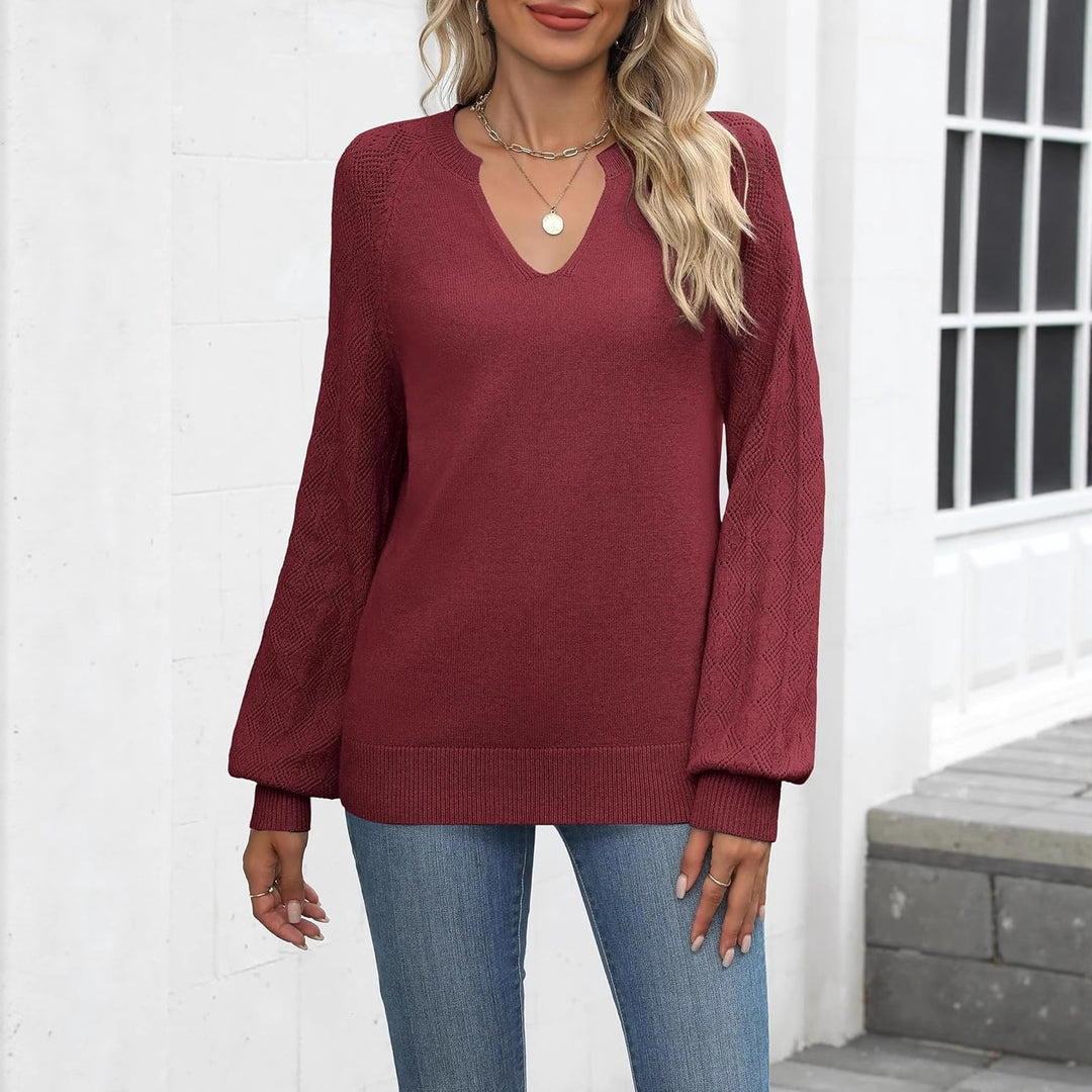 V-neck sweater for women with various knit patterns Lune London