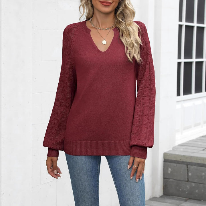 V-neck sweater for women with various knit patterns Lune London
