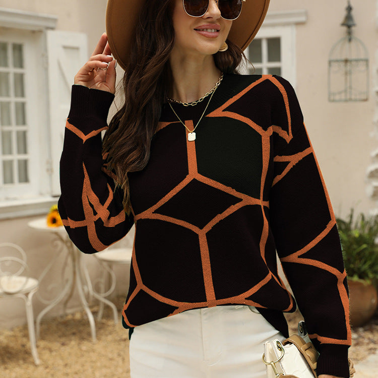 Knitted patterned sweater for women with a modern graphic design Lune London