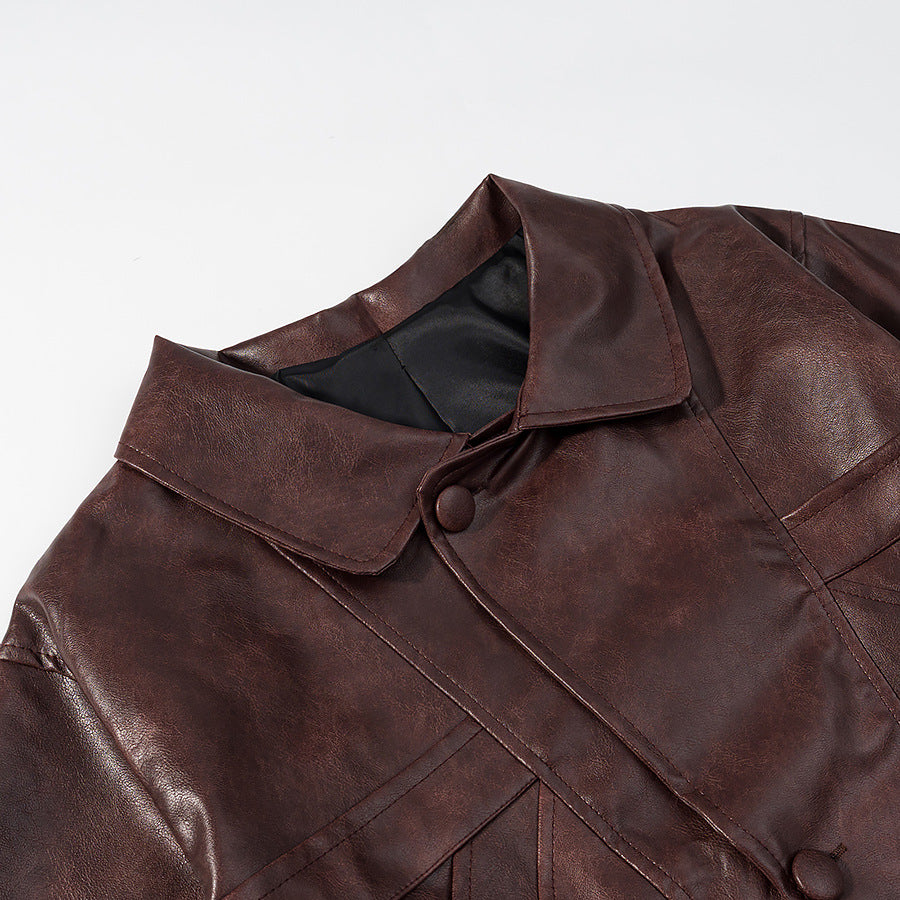 Veste en faux cuir pour femme au design moderne avec des poches élégantes Chic & Stil