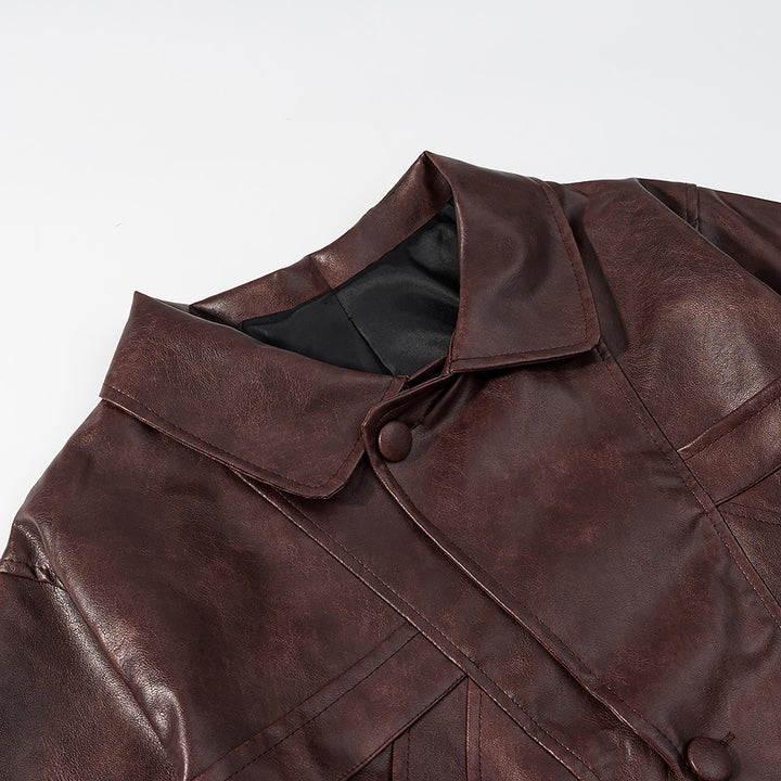 Veste en faux cuir pour femme au design moderne avec des poches élégantes Chic & Stil