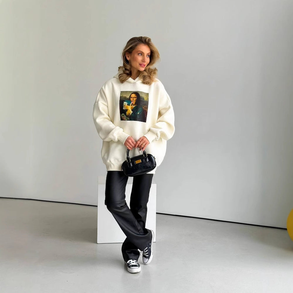 Ladies oversized hoodie with creative artistic pattern Lune London