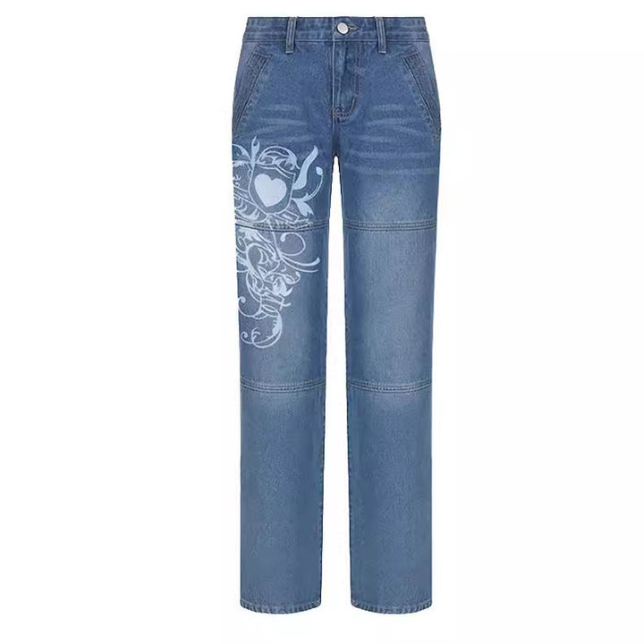 Women's wide jeans with unique graphic design Lune London