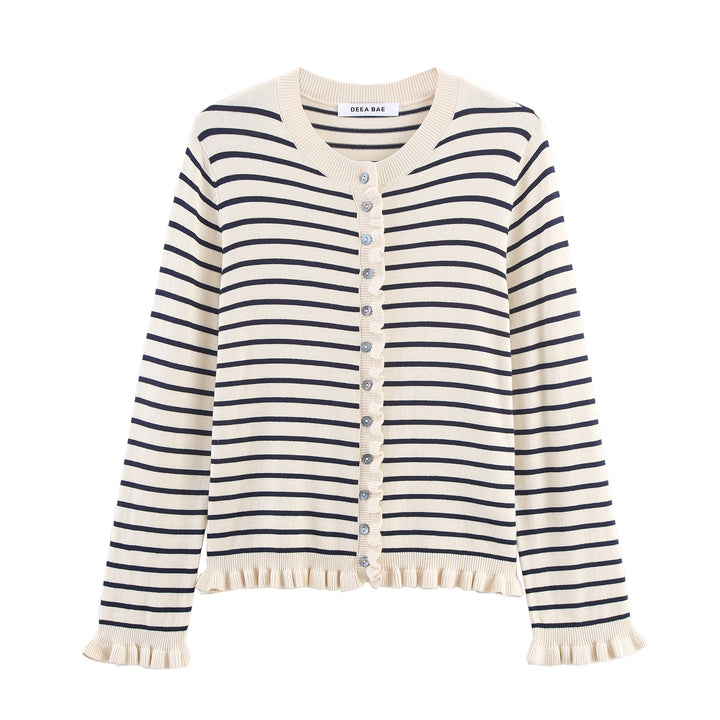 Ladies elegant cardigan with ruffle details Lune London