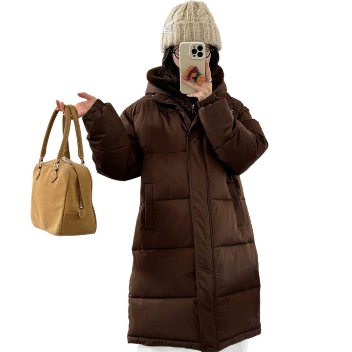 Ladies elegant winter padded parka with faux fur collar and practical pockets Lune London