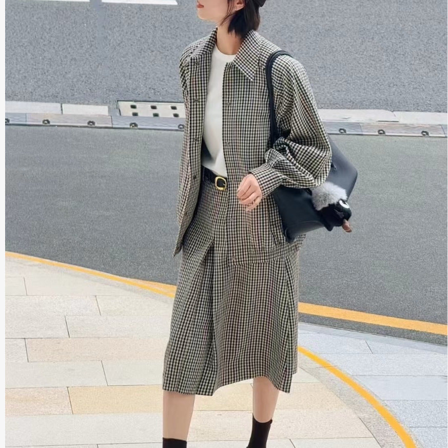 Checkered work jacket for ladies with trendy design featuring high-quality details Lune London