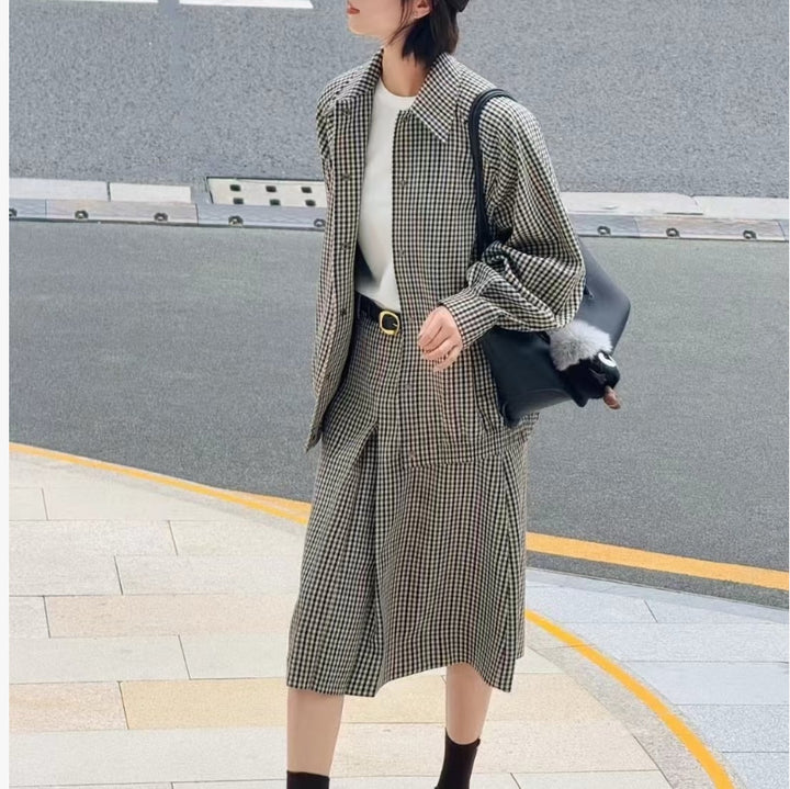 Checkered work jacket for ladies with trendy design featuring high-quality details Lune London