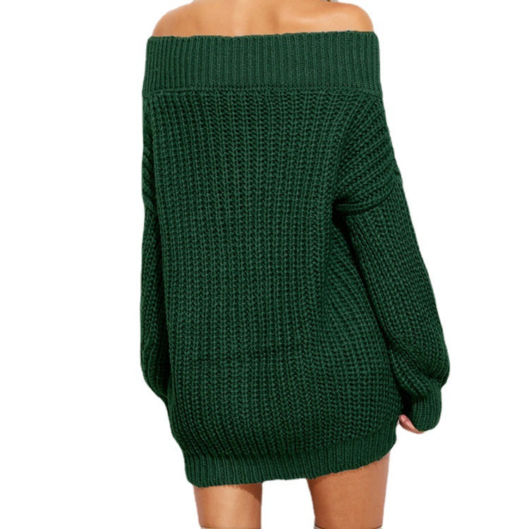 Chunky knit sweater for women with wide V-neck and relaxed fit Lune London
