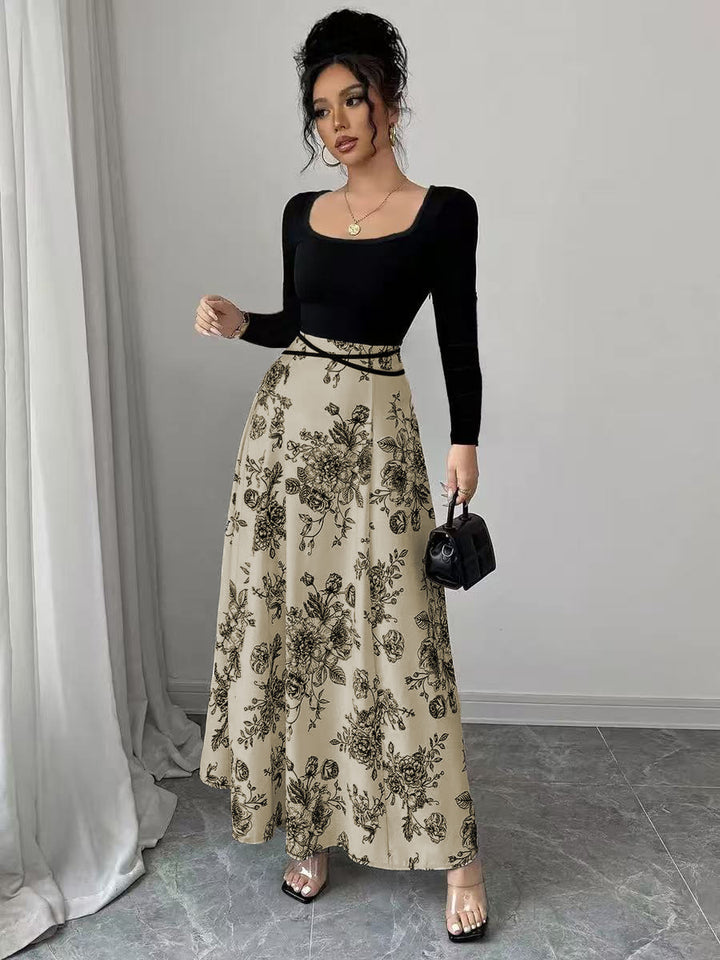Elegant maxi dress for women with floral print and fitted cut Lune London