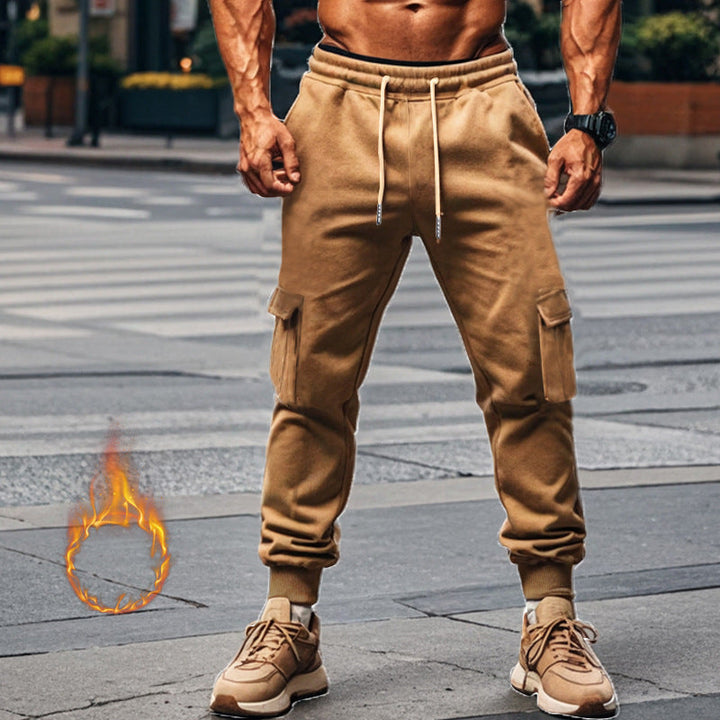 Men's Sporty Cargo Jogging Pants with Elastic Waistband and Practical Pockets Lune London