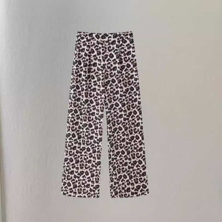Lune London Women's Wide Leg Leopard Print Pants