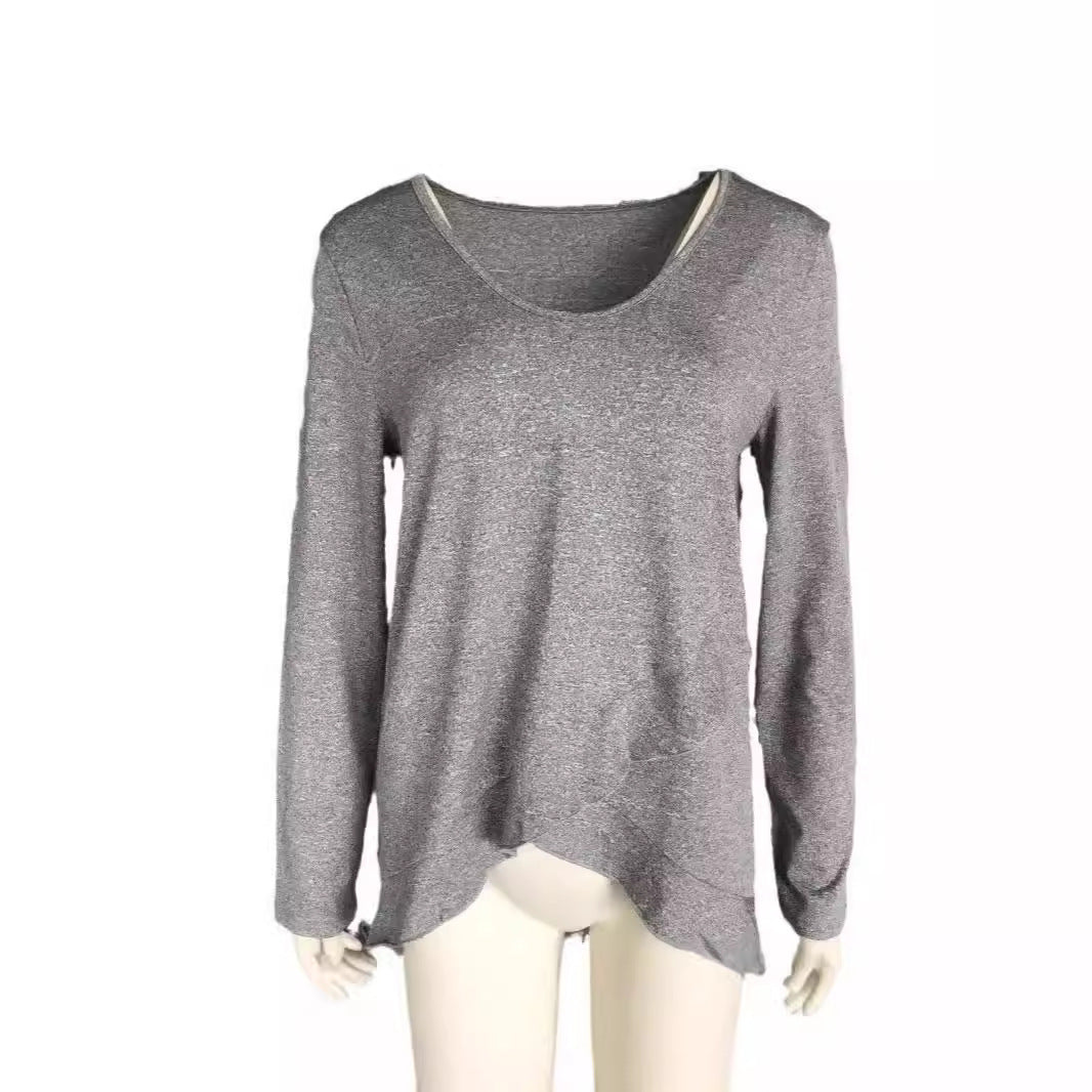Ladies Refined finish top with V-neck and asymmetric hem Lune London