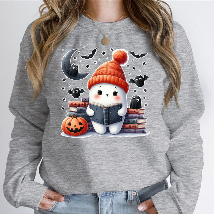 Sweat-shirt pour femmes avec motif d'Halloween mignon et design de livre Chic & Stil
