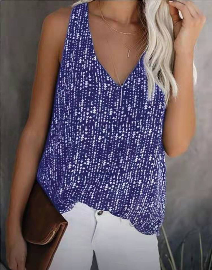 Casual V-neck tank top for women with fine pattern Lune London