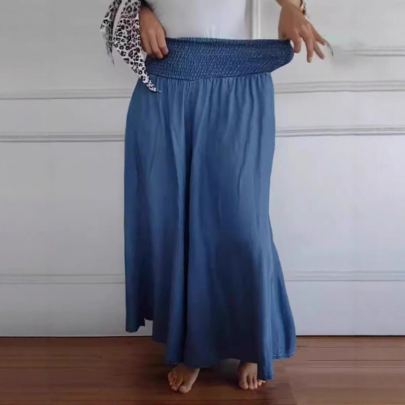 Wide airy pants for women with elastic waist and pockets Lune London