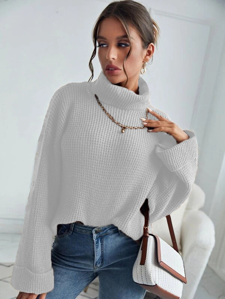 Casual knit sweater for women with high collar and loose fit Lune Londonl