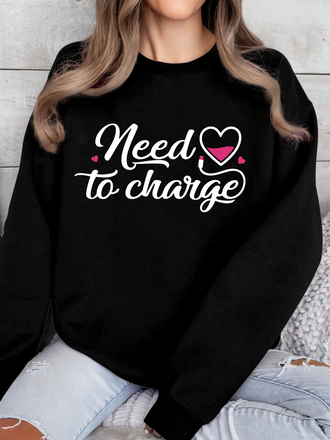 Sweatshirt femme avec citation inspirante de cœur et coupe décontractée Chic & Stil