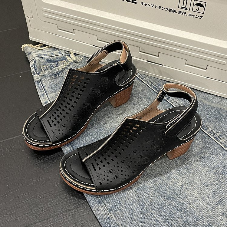 Women Comfortable Perforated Heel Mules Lune London