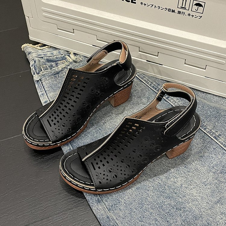Women Comfortable Perforated Heel Mules Lune London