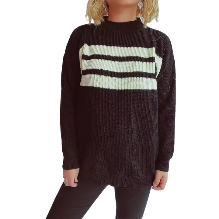 Pull en tricot décontracté pour femmes avec des rayures horizontales et une coupe oversize Chic & Stil