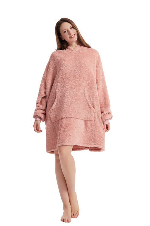 Ladies Oversized Cozy Fleece Hoodie with Practical Pockets Lune London