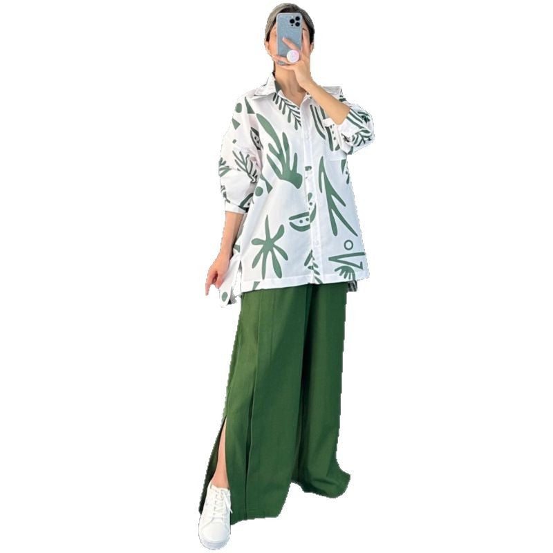 Women Oversized Casual Shirt with Graphic Print and Wide Cut Lune London