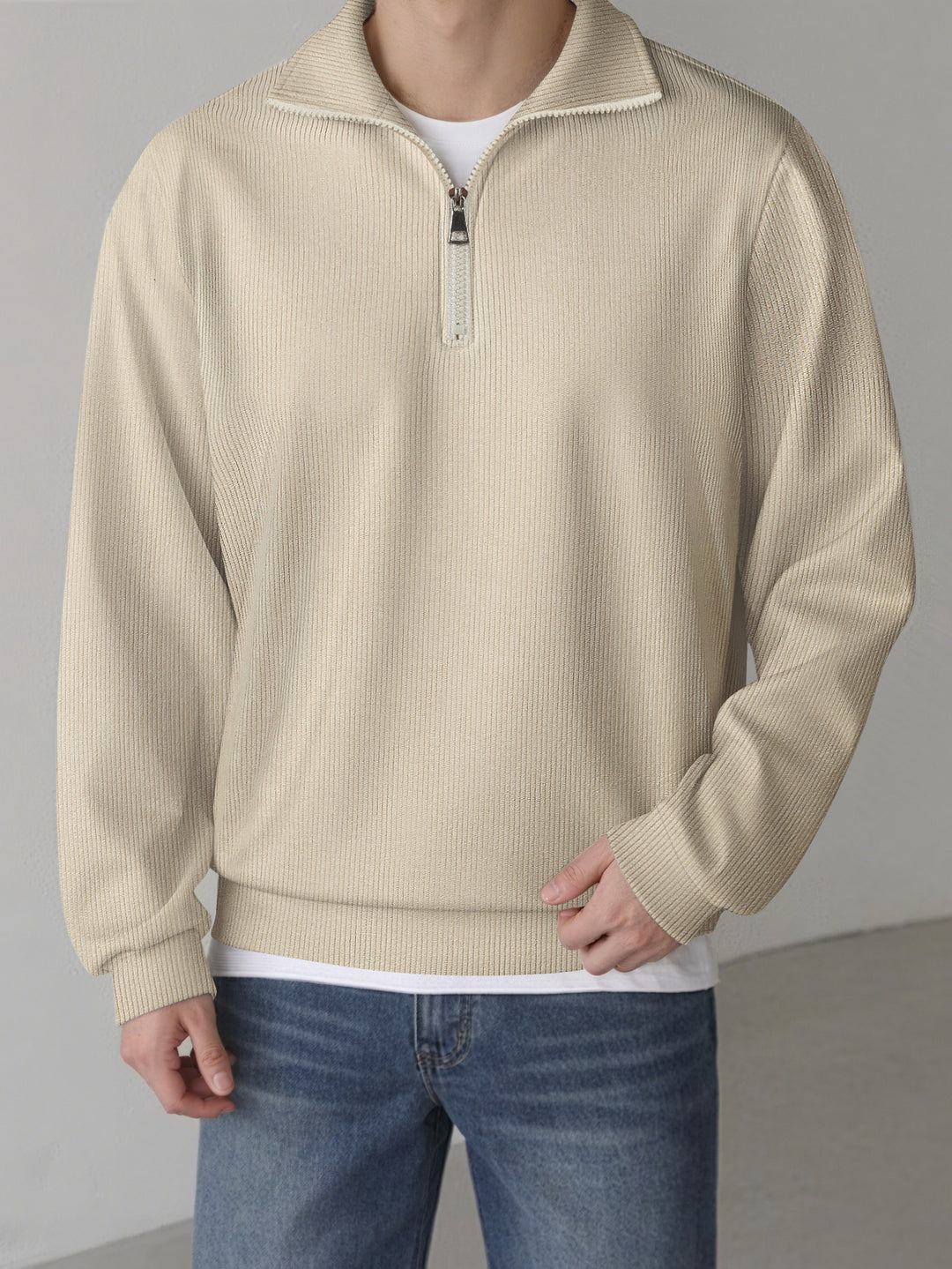 Casual pullover for men with half zipper Lune London