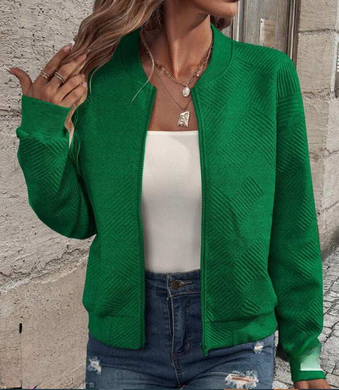 Ladies casual zip jacket with textured design Lune London