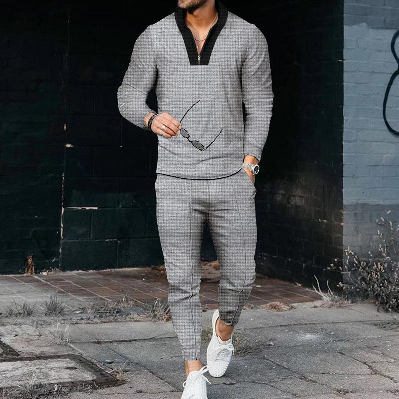 Men's sporty leisure set with modern high collar and zipper Lune London