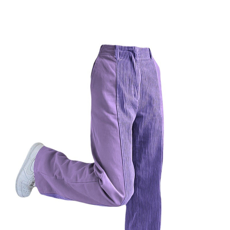 High-waisted corduroy pants for women with permanent pleats Lune London