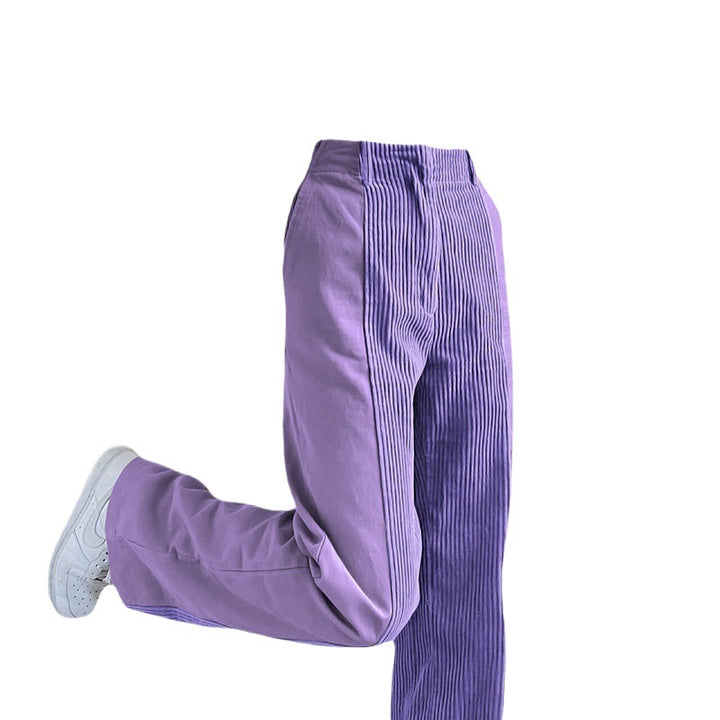 High-waisted corduroy pants for women with permanent pleats Lune London