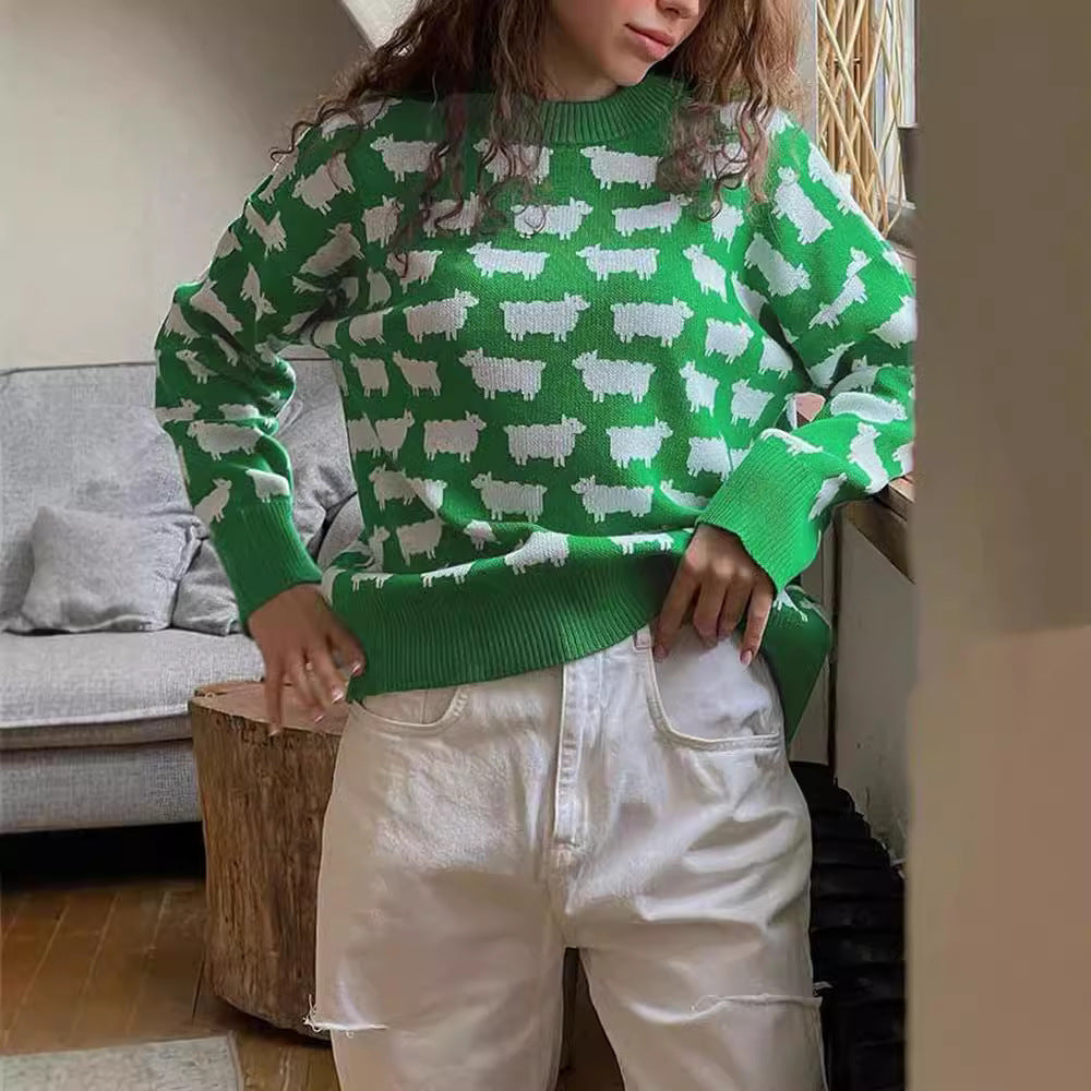 Pull en tricot pour femmes avec un design de mouton original Lune London