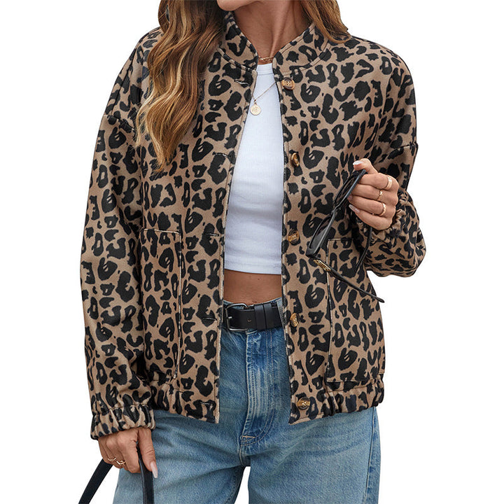 Women's Fleece Jacket in Fashionable Leopard Print with Practical Pockets Lune London