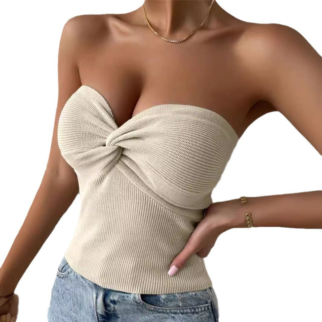 Ladies bandeau top with refined twist Lune London