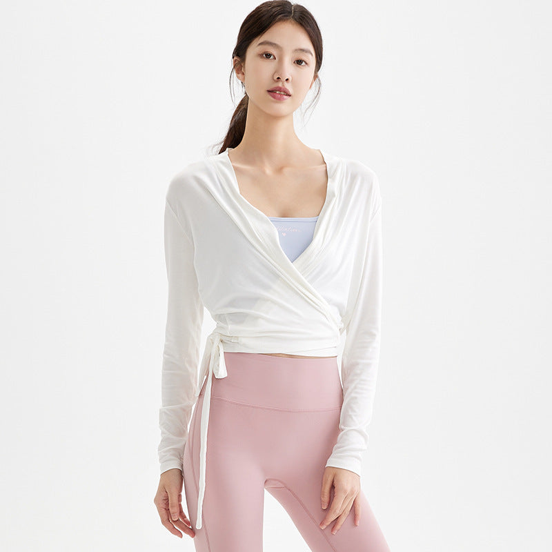 Lune London fitted long-sleeve wrap top for women