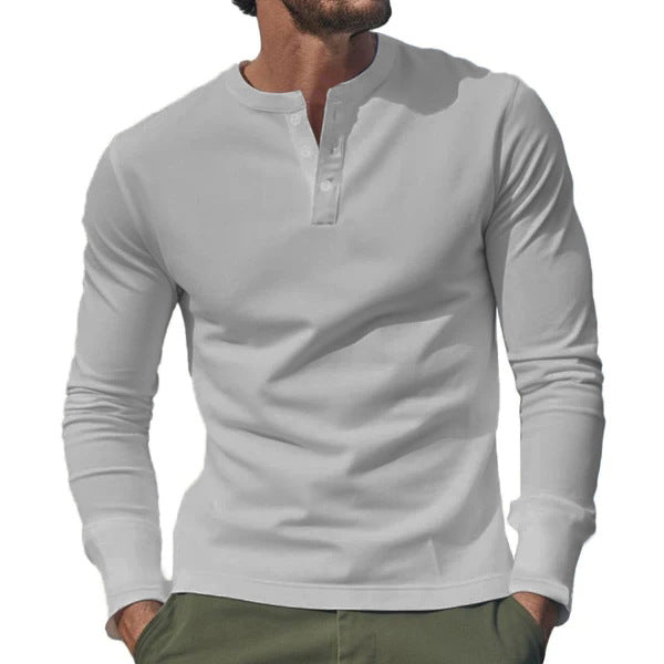 Men's Chic and Stylish Long Sleeve Henley T-shirt