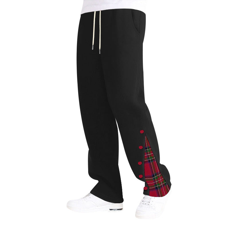 Casual sports pants for men with button details and tartan appliqués Lune London
