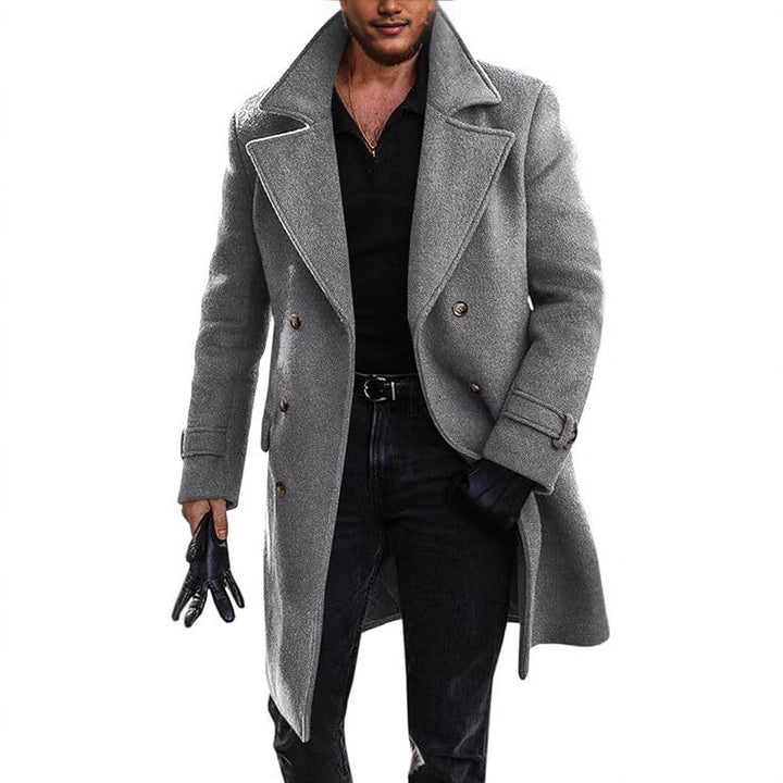 Elegant long coat for men with double-breasted Lune London