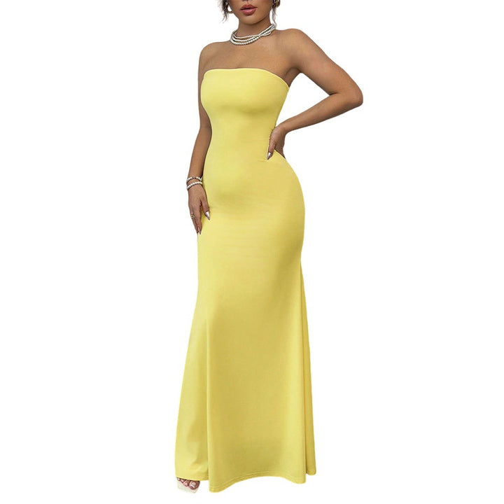 Robe maxi ajustée à enrouler pour femmes avec design décolleté et fente sexy dans le dos Chic & Stil