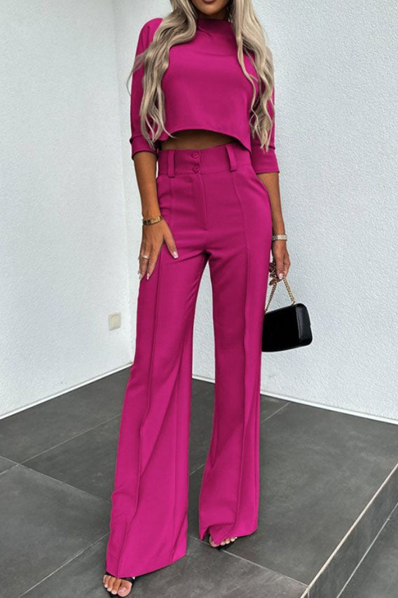 Lune London | Sleeve Sweater Wide Leg Pants Business Casual Outfits Set