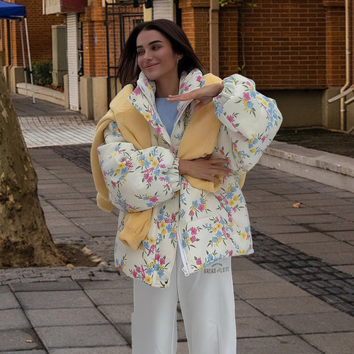Leisure jacket for women with floral pattern and voluminous sleeves Lune London