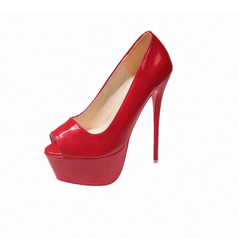 Ladies Peep Toe High Heels with Platform and High Stiletto Heel Lune London
