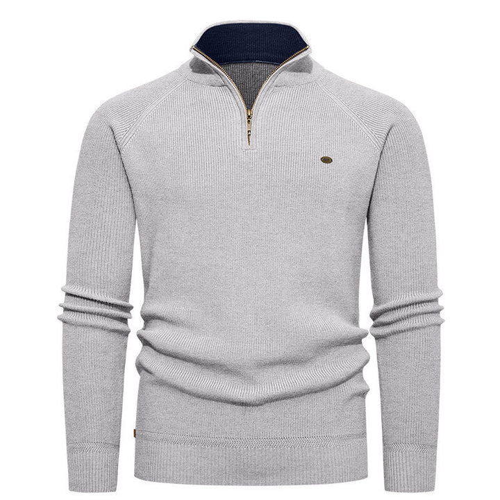 High-quality knitted sweater for men with turtle neck and modern zipper Lune London