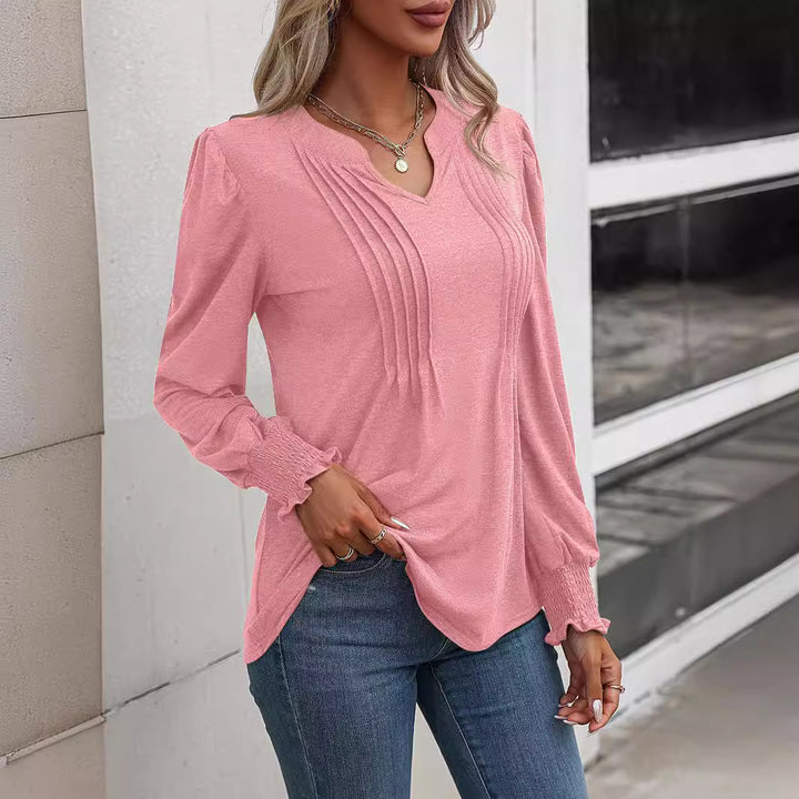 Long sleeve women's t-shirt with an elegant frill Lune London