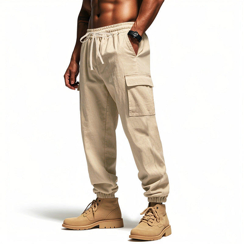 Men's cargo jogger pants with elastic waistband and practical side pockets Lune London