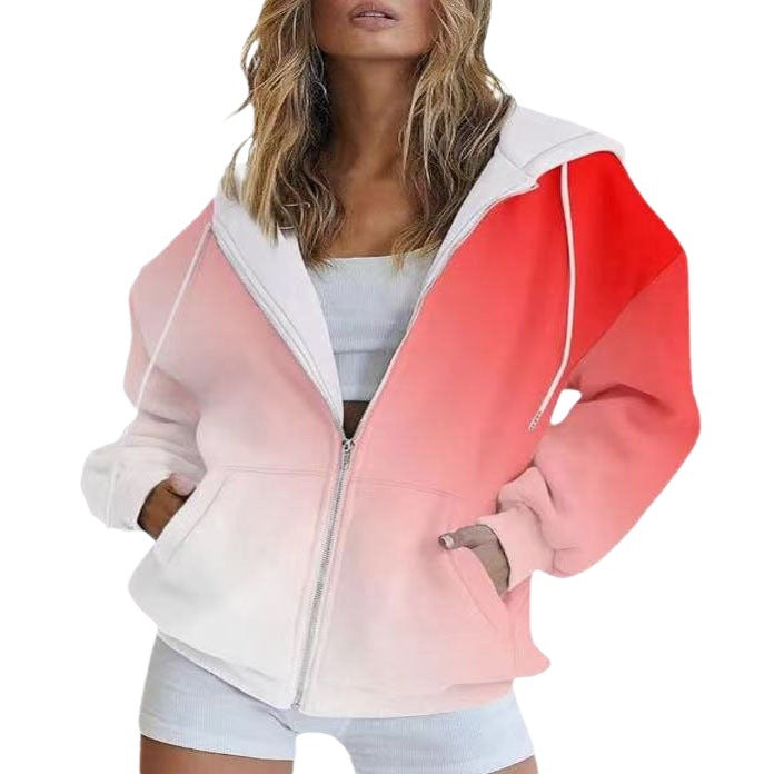 Ladies oversized hoodie with color gradient and practical pockets Lune London