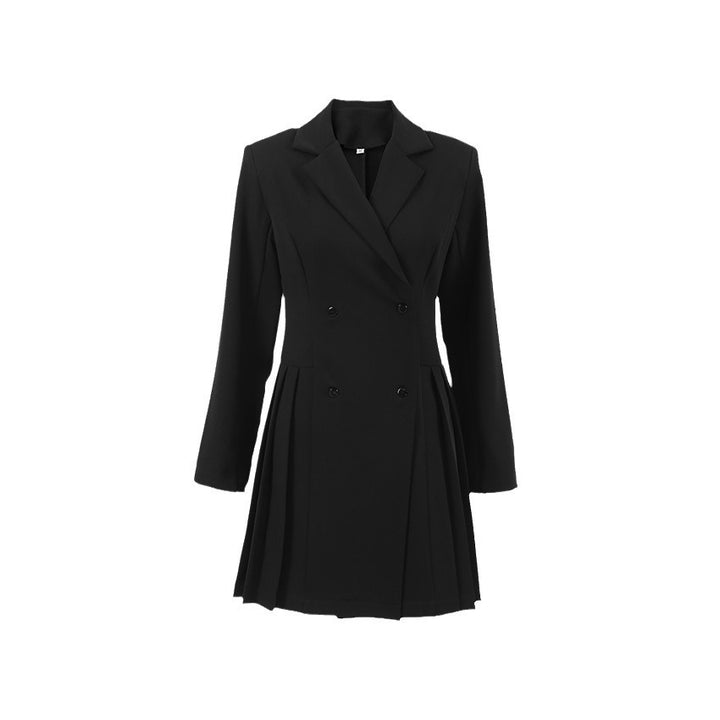 Blazer dress for ladies with double-breasted buttons and pleats Lune London
