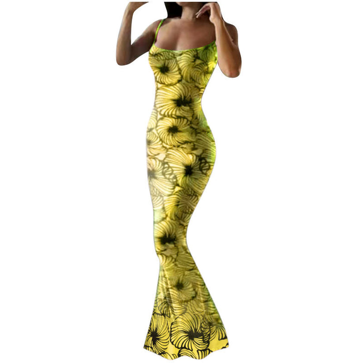 Lune London Women's Fitted Maxi Dress with Floral Patterns and Spaghetti Straps